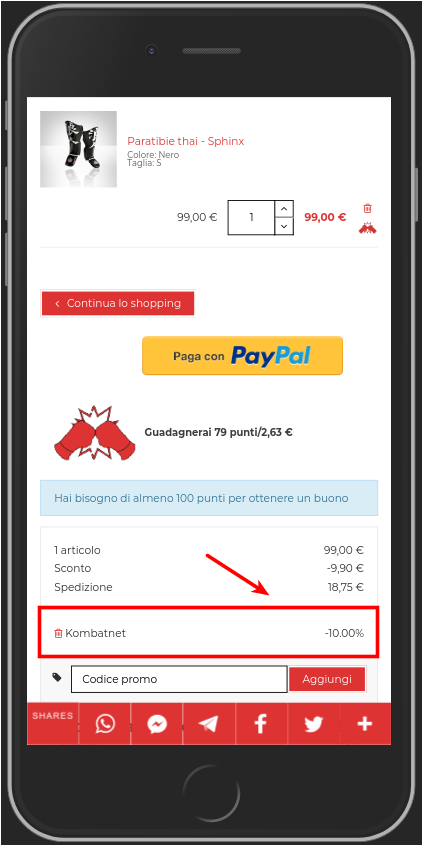 codice sconto kombatnet su fight town store