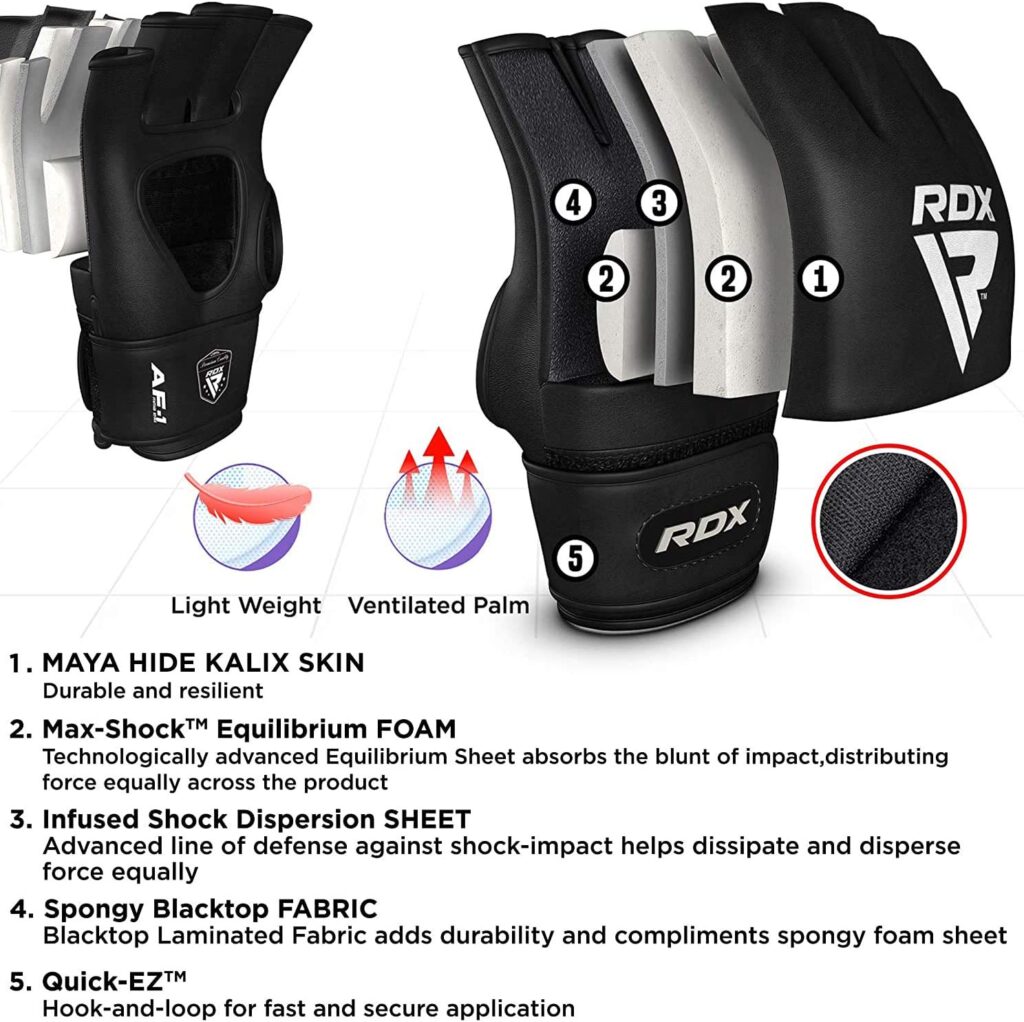 Imbottitura ed esterno guanti da MMA RDX in Maya Hide Kalix Skin Max-Shock Equilibrium Foam Infused Shock Dispersion Sheet Spongy Blacktop Fabric Quick-EZ - Kombatnet Blog