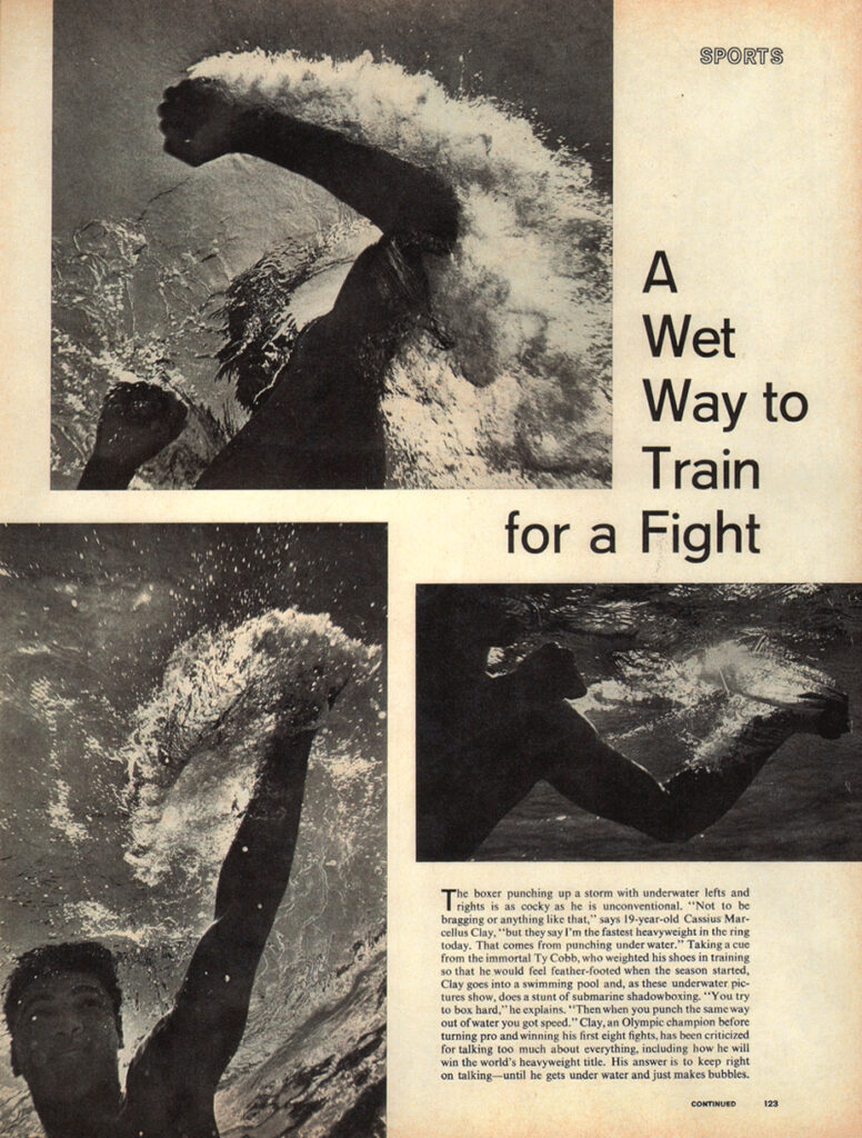 Interno articolo 1 Life magazine Muhammad Ali Flip Schulke fotografie piscina 1961 - Kombatnet Blog