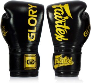 Fairtex Guantoni da boxe X ufficiali Glory Kickboxing neri in pelle fatti a mano in Thailandia - Kombatnet