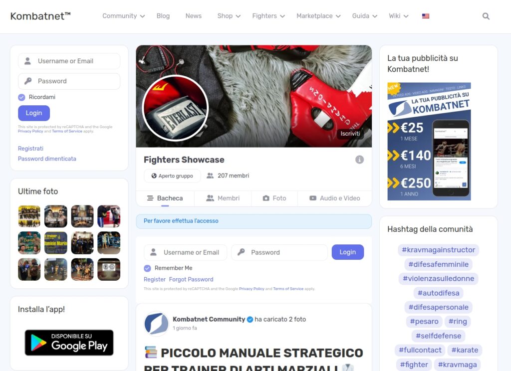Entra ora nel gruppo "Fighters Showcase" di Kombatnet