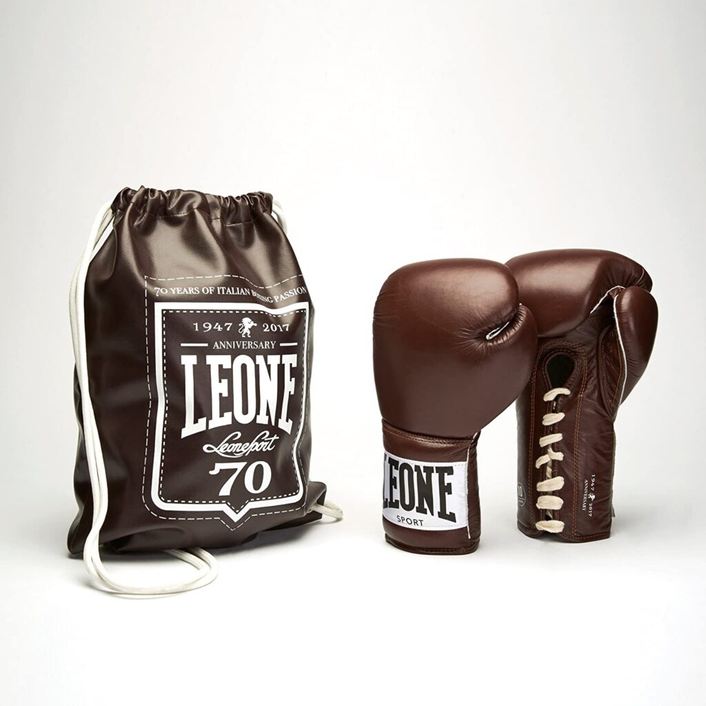 Guantoni da boxe LEONE 1947 professionali in vera pelle con sacca serie Anniversary - Kombatnet