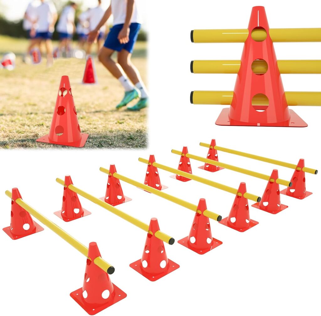 FIVMEN Set di 6 ostacoli Agility con 12 coni + 6 aste