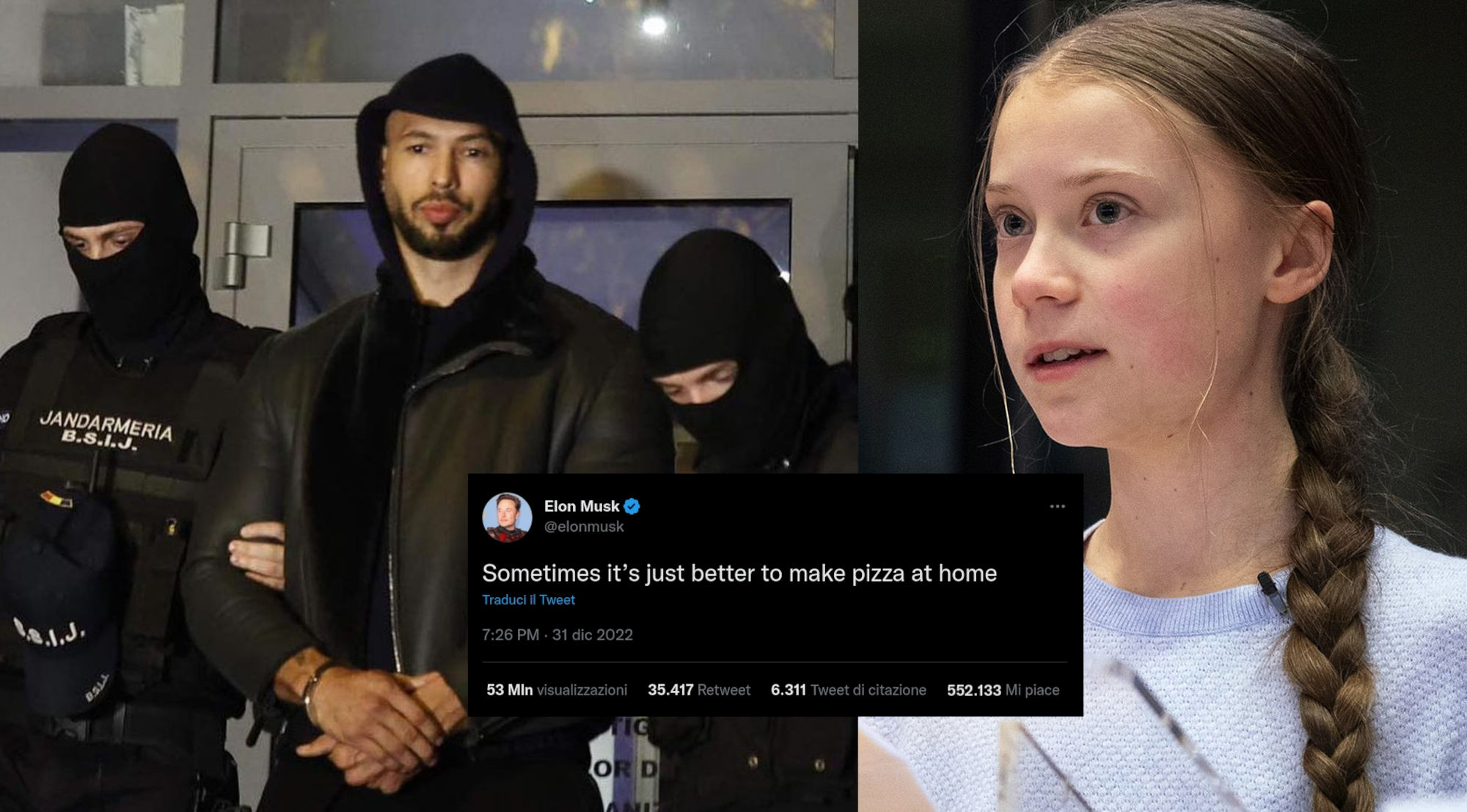 L'ex campione di kickboxing Andrew Tate arrestato e deriso sui social da Greta Thunberg ed Elon Musk