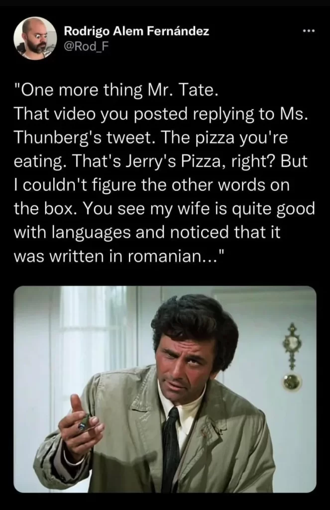 Meme di Colombo su Andrew Tate - Kombatnet