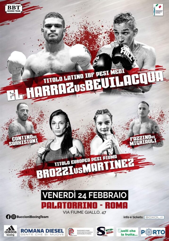 Locandina del match tra Anna Lisa Brozzi e Sheila Martinez per il titolo europeo femminile dei pesi piuma