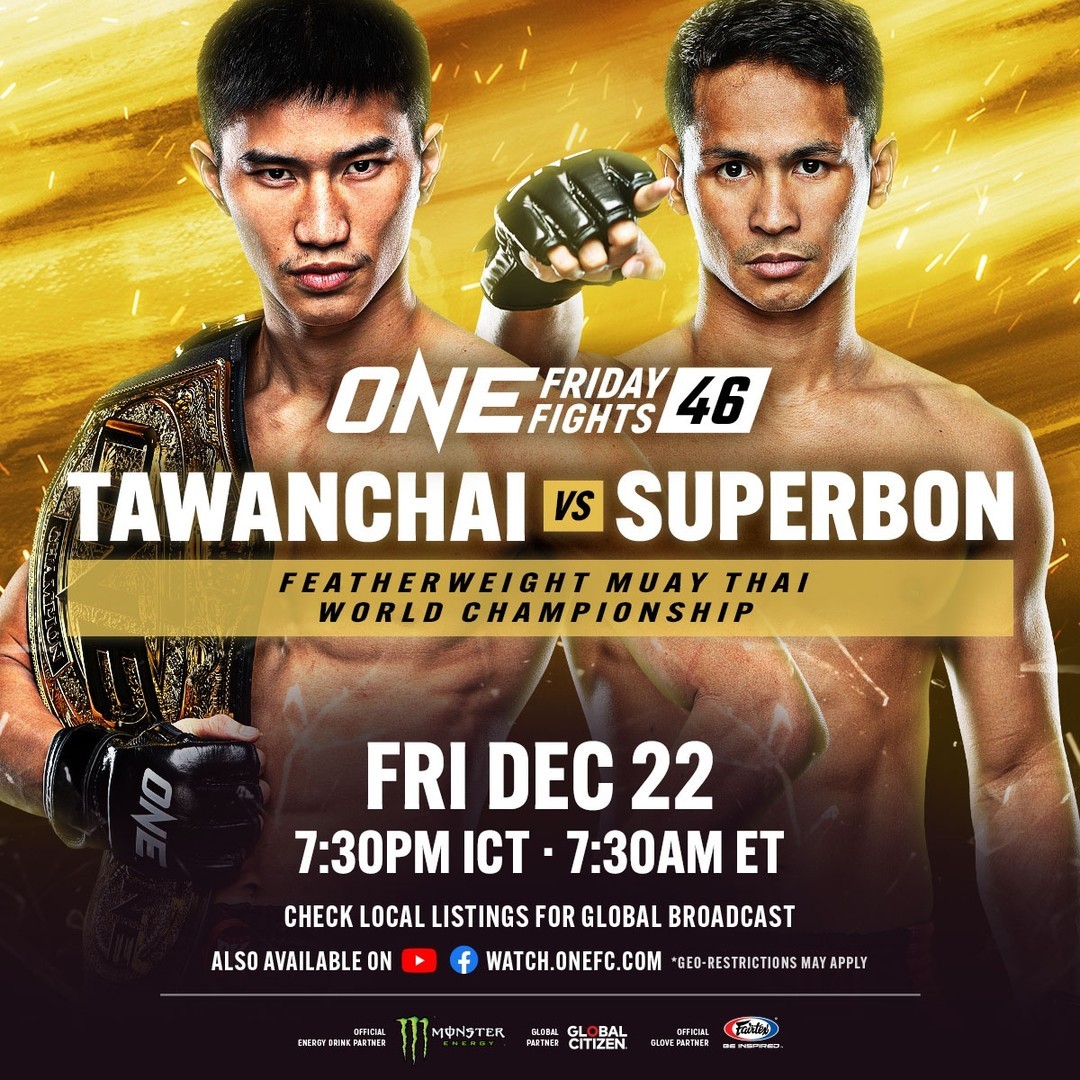 Tawanchai VS Superbon: dove e quando vedere ONE Friday Fights 46