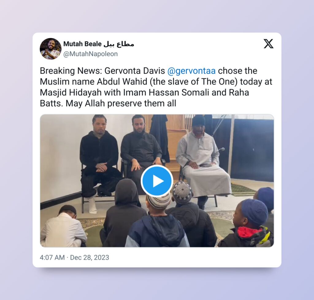 Gervonta Davis si converte all'Islam e diventa Abdul Wahid - Kombatnet