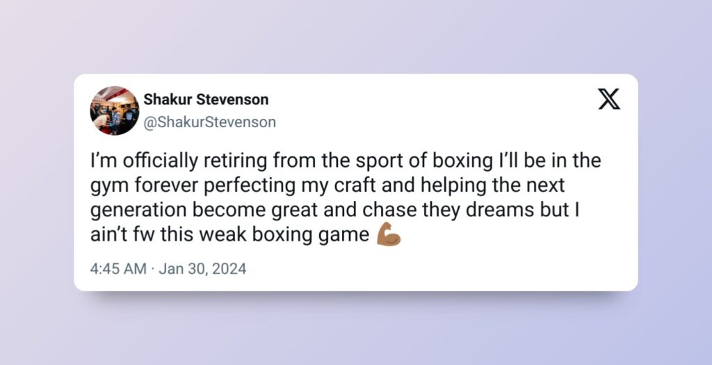 Shakur Stevenson annuncia il suo ritiro su Twitter - Kombatnet