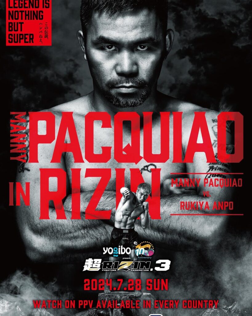 La locandina del match in giappone tra Manny Pacquiao e Rukiya Anpo - Kombatnet