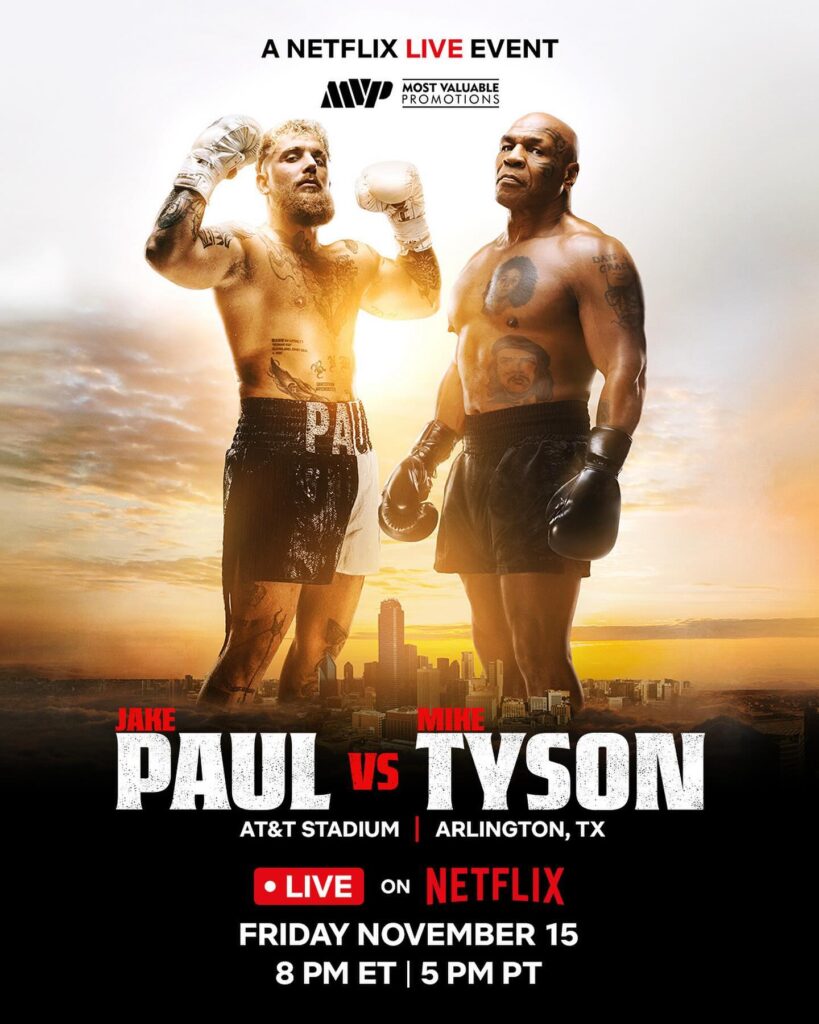 Mike Tyson vs Jake Paul official Netflix poster - Kombatnet