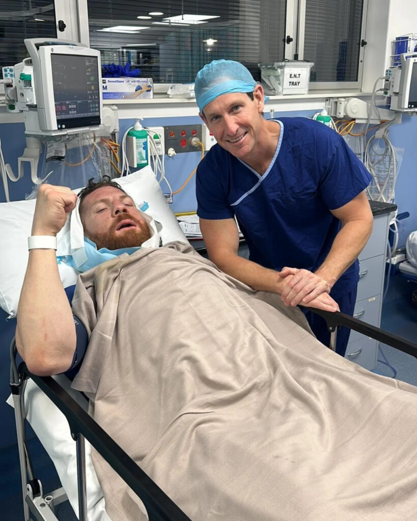 Claudio Squeo in ospedale dopo il match contro Opetaia