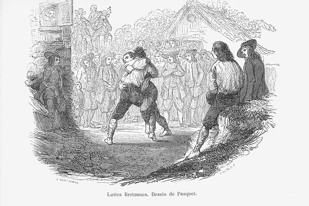 Gouren - Dessin de Paquet - Lotta bretone - Kombatnet Wiki